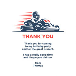 go kart racer thank you cards