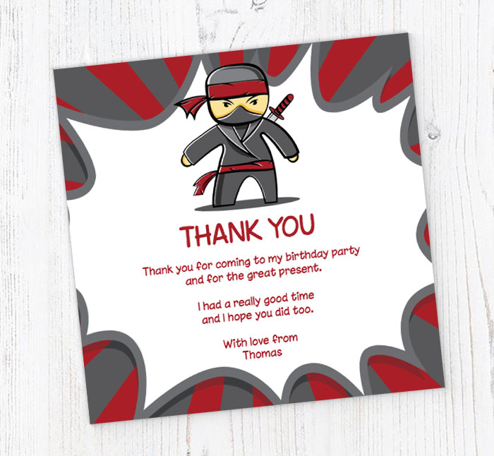 ninja thank you cards