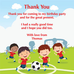 childrens football thank you cards