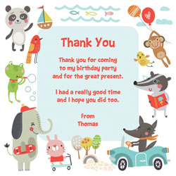 animal border thank you cards