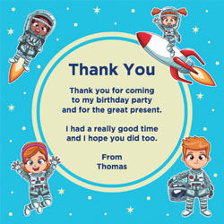 astronaut kids thank you cards