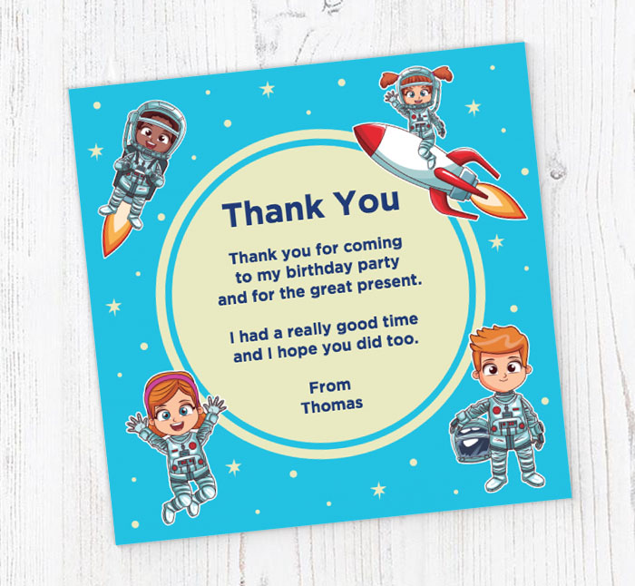 astronaut kids thank you cards