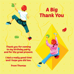 childrens wall climbing thank you cards