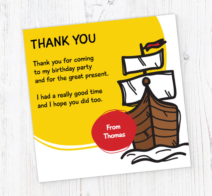 pirate ship thank you cards