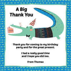 crocodile birthday thank you cards