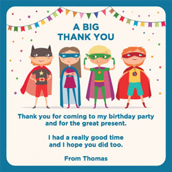 childrens superhero thank you cards