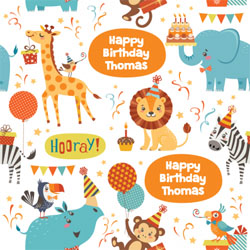 party animals wrapping paper
