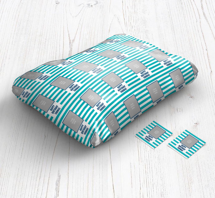 blue striped photo wrapping paper