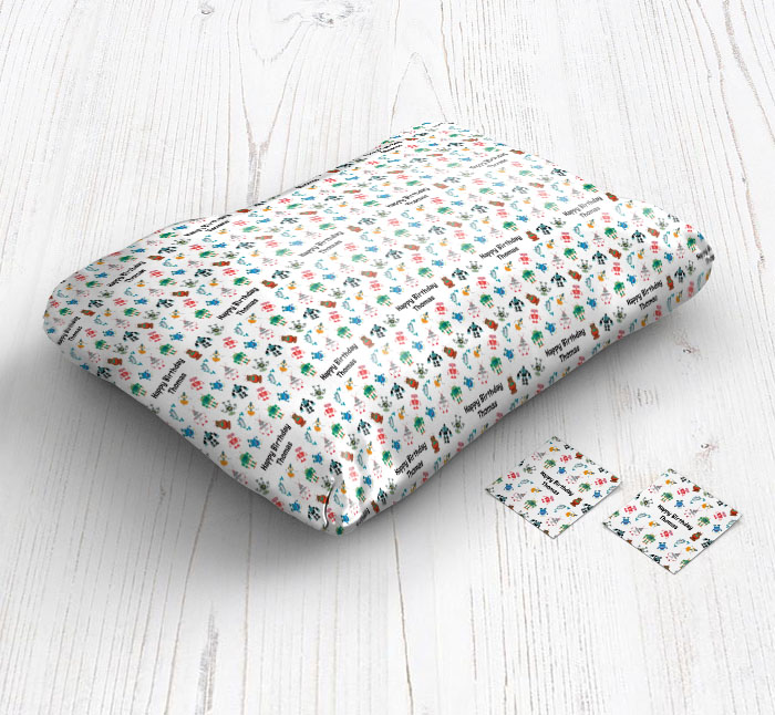 robots wrapping paper