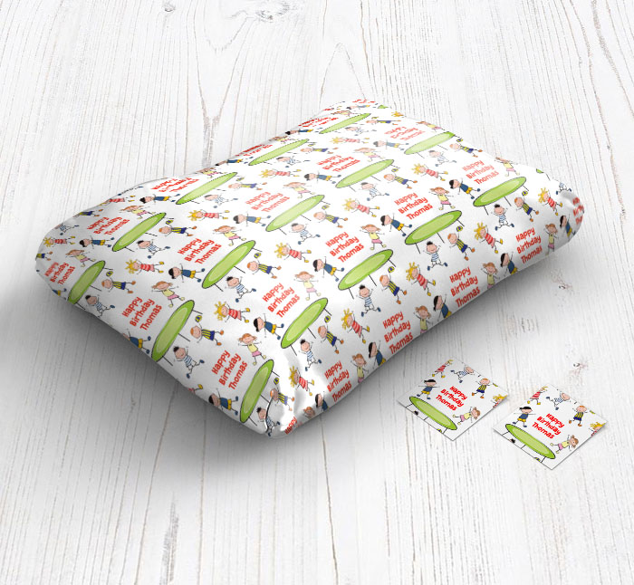 trampolining kids wrapping paper