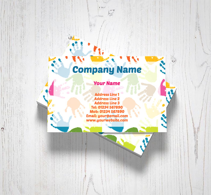 colourful handprints business cards