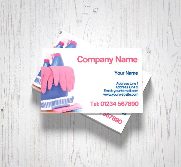 pink cleaning gloves business cards