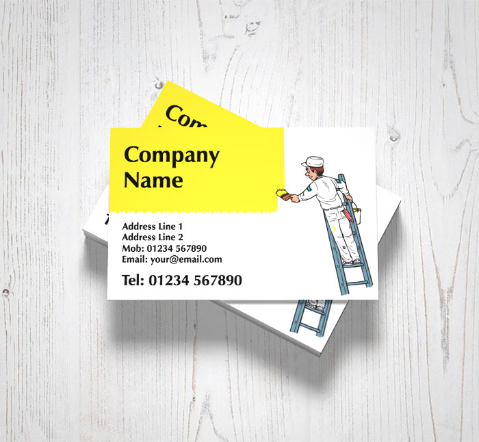 man on ladder business cards