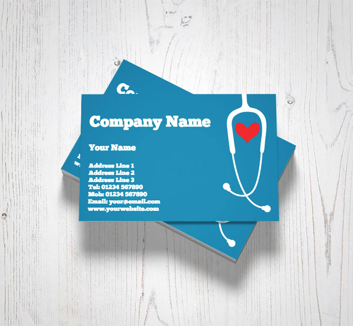 stethoscope and heart business cards