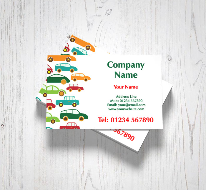 multi coloured cars business cards