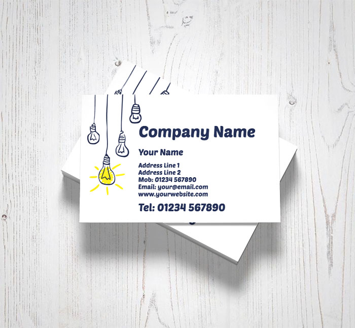 hanging light bulb business cards