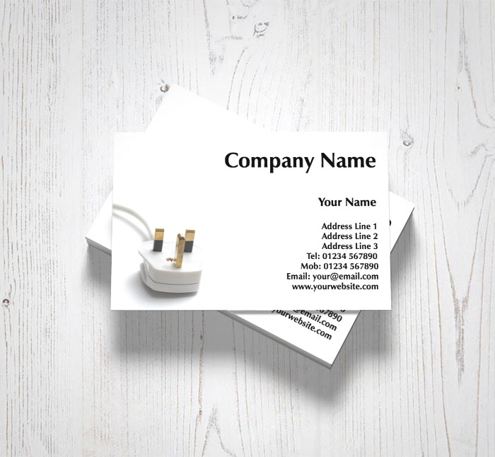 mains plug business cards