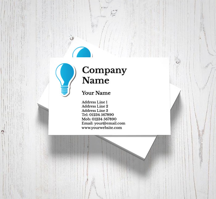 blue light bulb business cards