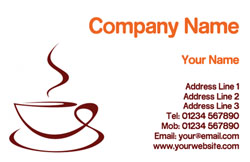 steaming coffee cup business cards