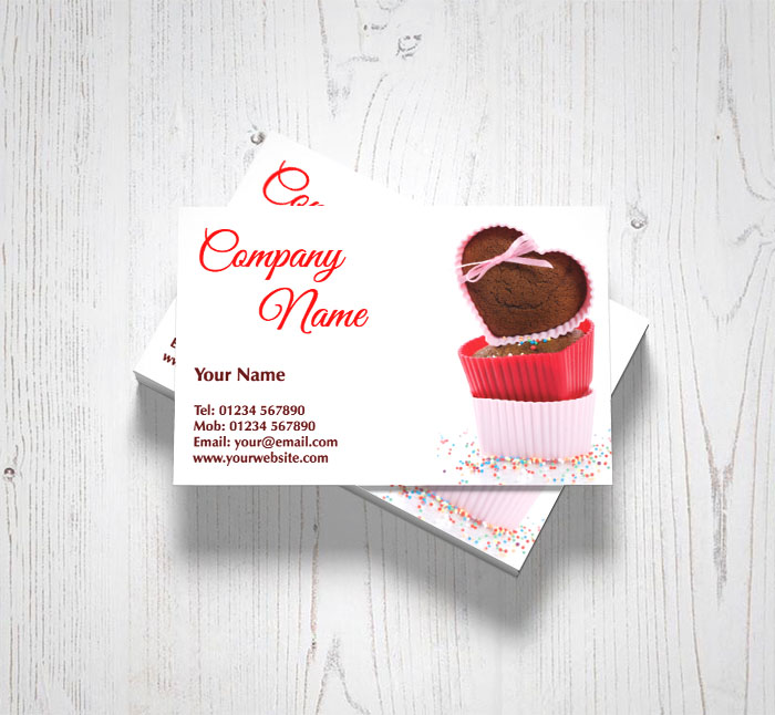heart cupcakes business cards