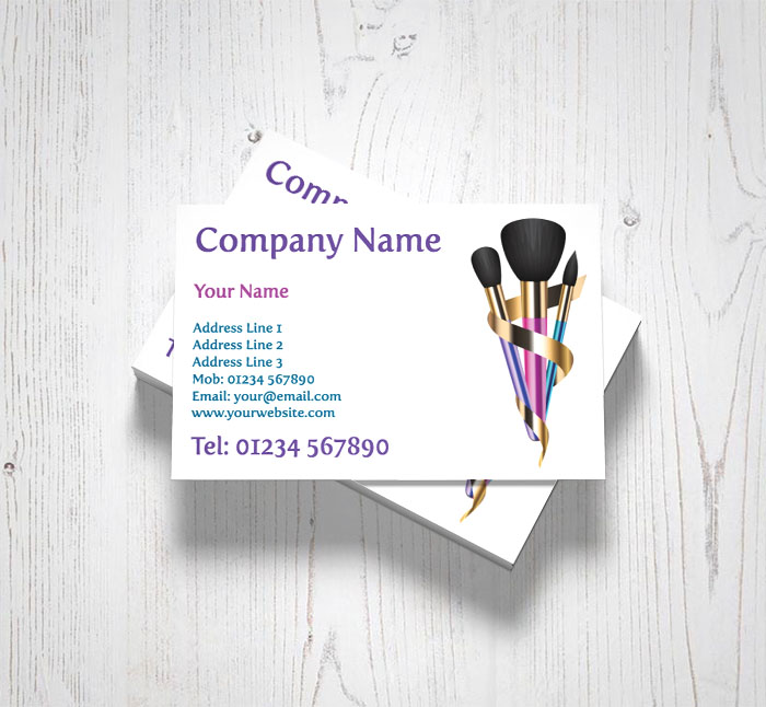 three makeup brushes business cards