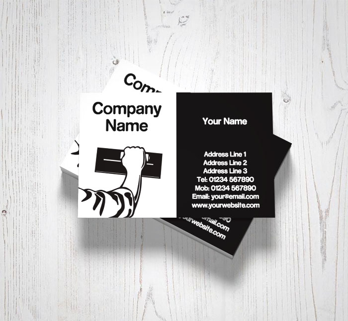 black and white plastering cards