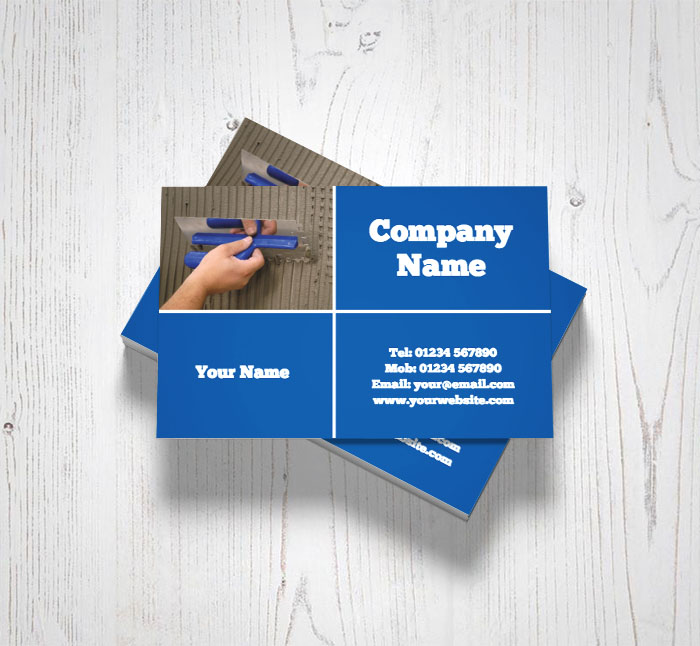 blue plastering business cards