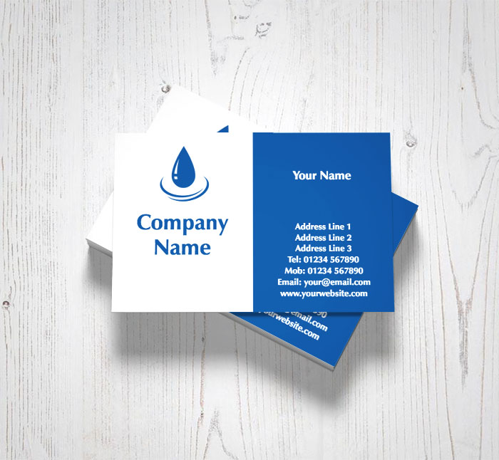 blue plumbing business cards