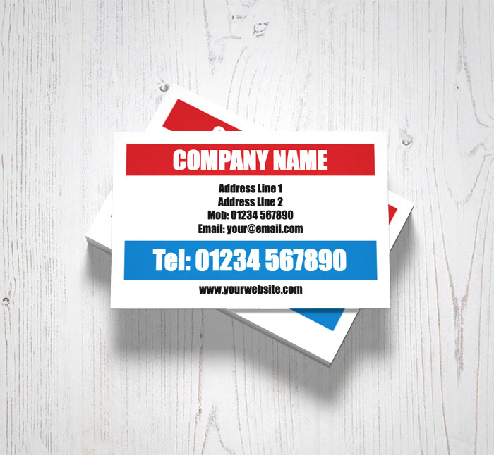 red and blue business cards