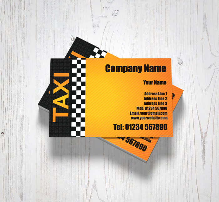 chequered taxi business cards