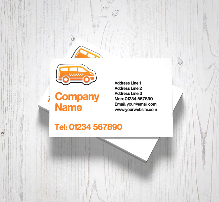 orange minibus business cards