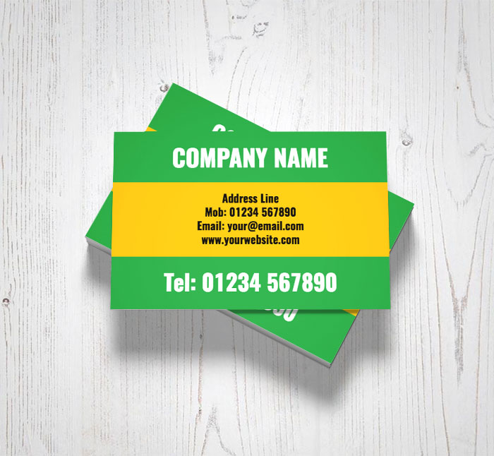 green and yellow business cards