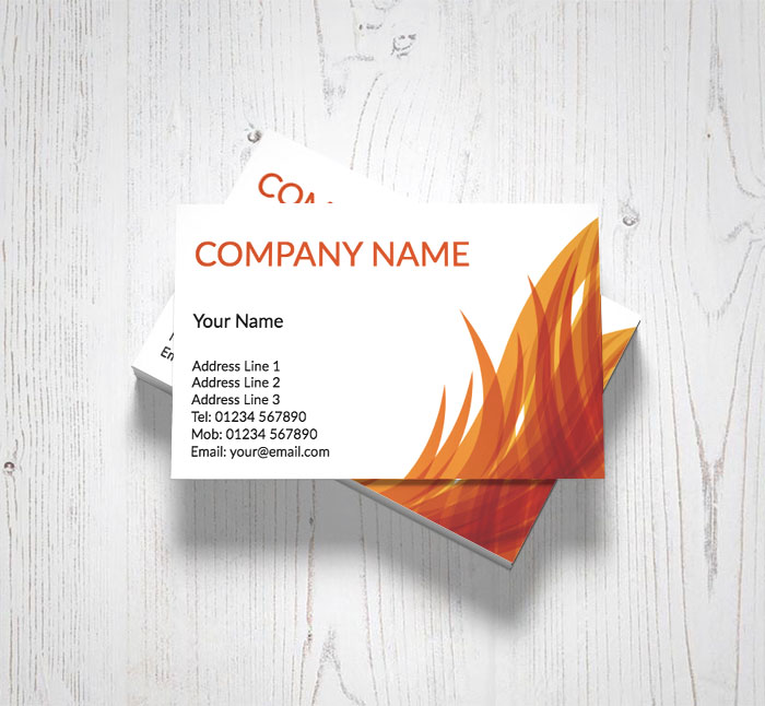 flaming orange business cards