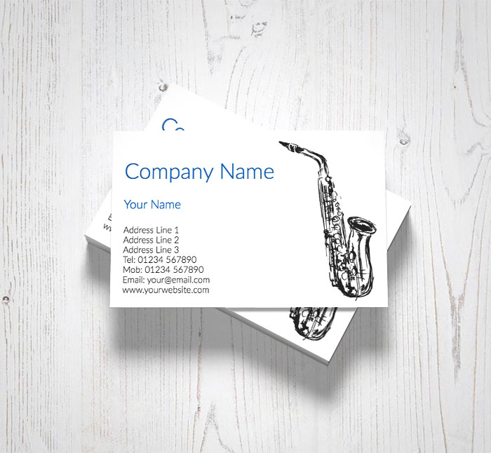 sketched saxophone business cards