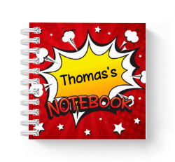 red comic boom mini notebook