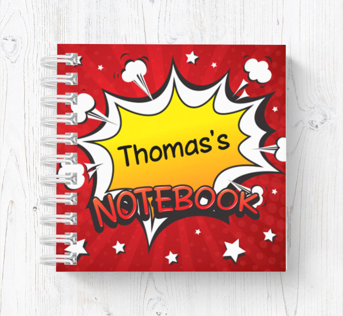 red comic boom mini notebook