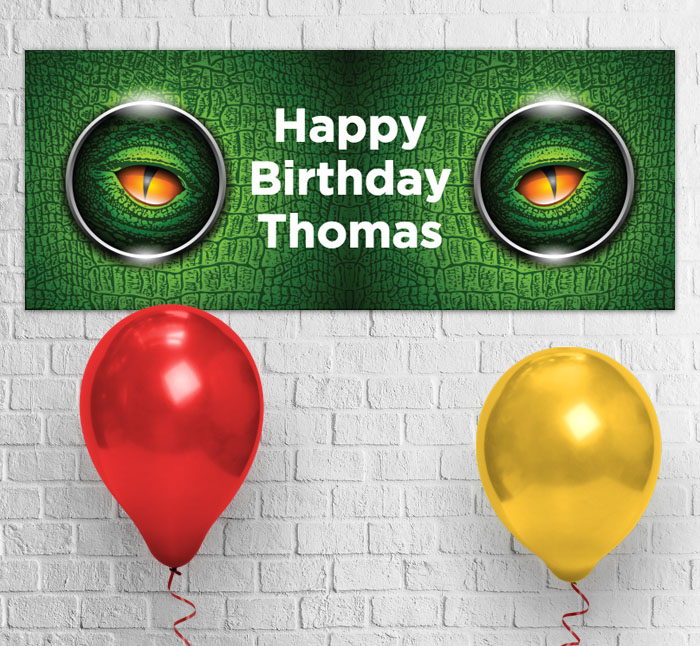 dinosaur eyes party banner