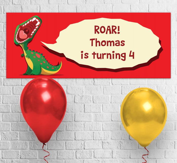 dinosaur roar party banner