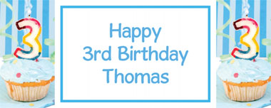3rd birthday blue cupcake party banner