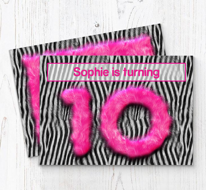 pink furry 10th party invitations
