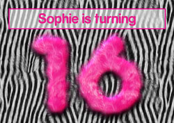 pink furry 16th party invitations