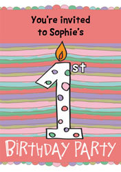 1st birthday candle party invitations