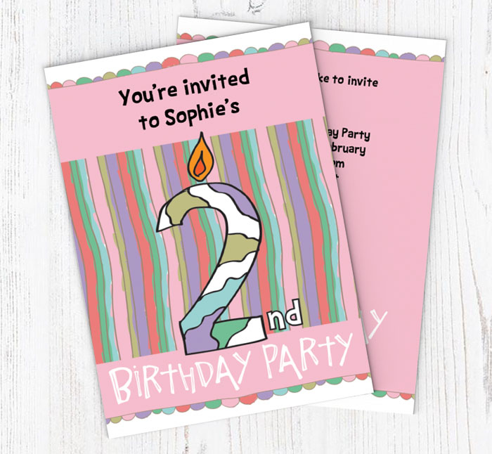 2nd birthday candle party invitations