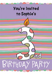 3rd birthday candle party invitations