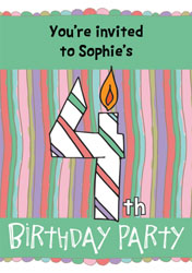 4th birthday candle party invitations