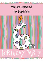 6th birthday candle party invitations