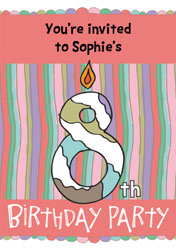 8th birthday candle party invitations