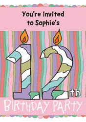 12th birthday candle party invitations