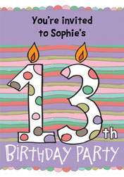 13th birthday candle party invitations