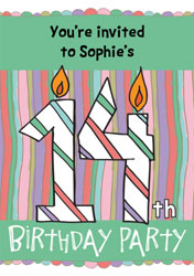 14th birthday candle party invitations